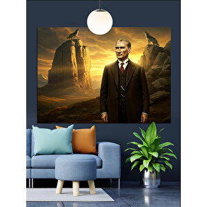 Kanyon Önünde Atatürk Portresi Dekoratif Kanvas - Mdf Ahşap Tablo