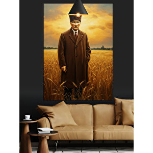 Mustafa Kemal Atatürk Tarlada Dekoratif Kanvas - Mdf Ahşap Tablo