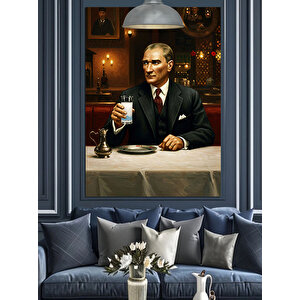 Masada Oturan Atatürk Dekoratif Kanvas - Mdf Ahşap Tablo