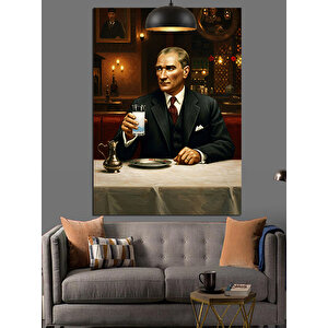 Masada Oturan Atatürk Dekoratif Kanvas - Mdf Ahşap Tablo