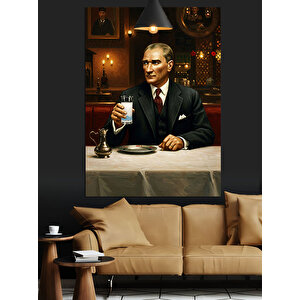 Masada Oturan Atatürk Dekoratif Kanvas - Mdf Ahşap Tablo 70x100 cm