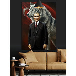 Kurt Ve Mustafa Kemal Atatürk Dekoratif Kanvas - Mdf Ahşap Tablo