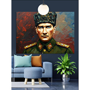 Asker Üniformalı Atatürk Dekoratif Kanvas - Mdf Ahşap Tablo 70x100 cm