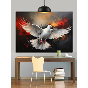 Uçan Beyaz Güvercin Dekoratif Kanvas - Mdf Ahşap Tablo 70x100 cm