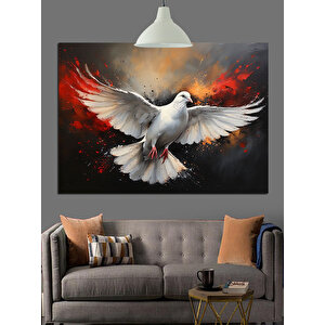 Uçan Beyaz Güvercin Dekoratif Kanvas - Mdf Ahşap Tablo 70x100 cm