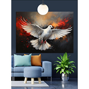 Uçan Beyaz Güvercin Dekoratif Kanvas - Mdf Ahşap Tablo 70x100 cm