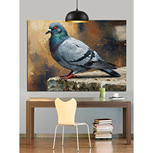 Taş Üstü Güvercin Dekoratif Kanvas - Mdf Ahşap Tablo 70x100 cm
