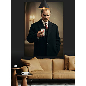 Mustafa Kemal Atatürk Ve Rakı Dekoratif Kanvas - Mdf Ahşap Tablo