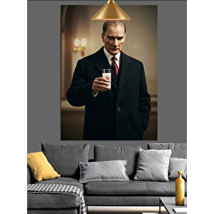 Mustafa Kemal Atatürk Ve Rakı Dekoratif Kanvas - Mdf Ahşap Tablo