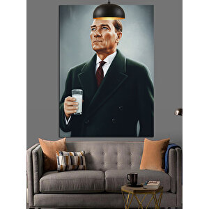 Rakı İçen Mustafa Kemal Atatürk Dekoratif Kanvas - Mdf Ahşap Tablo