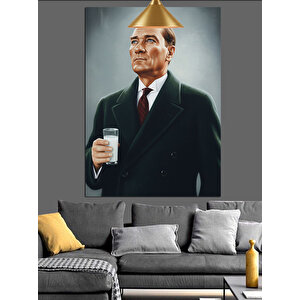 Rakı İçen Mustafa Kemal Atatürk Dekoratif Kanvas - Mdf Ahşap Tablo 70x100 cm