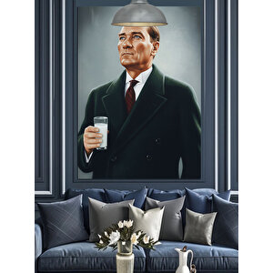 Rakı İçen Mustafa Kemal Atatürk Dekoratif Kanvas - Mdf Ahşap Tablo 35x50 cm