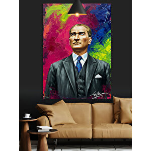 Modern Mustafa Kemal Atatürk Portresi Dekoratif Kanvas - Mdf Ahşap Tablo