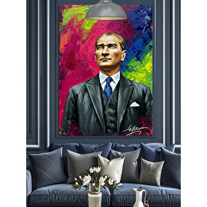 Modern Mustafa Kemal Atatürk Portresi Dekoratif Kanvas - Mdf Ahşap Tablo 50x70 cm