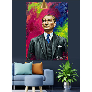 Modern Mustafa Kemal Atatürk Portresi Dekoratif Kanvas - Mdf Ahşap Tablo 50x70 cm