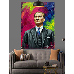 Modern Mustafa Kemal Atatürk Portresi Dekoratif Kanvas - Mdf Ahşap Tablo 35x50 cm
