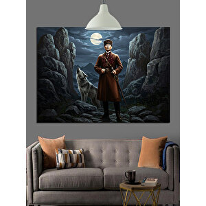 Kayalıklar Arasında Atatürk Silüeti Dekoratif Kanvas - Mdf Ahşap Tablo 70x100 cm