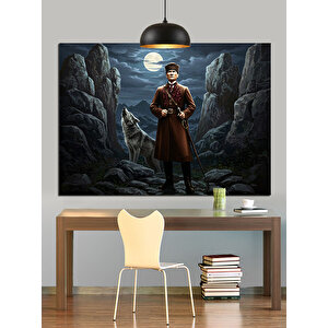 Kayalıklar Arasında Atatürk Silüeti Dekoratif Kanvas - Mdf Ahşap Tablo 70x100 cm