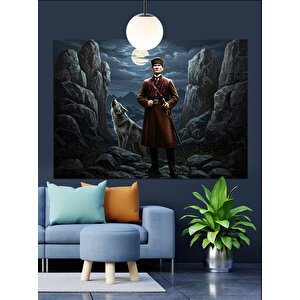 Kayalıklar Arasında Atatürk Silüeti Dekoratif Kanvas - Mdf Ahşap Tablo 70x100 cm
