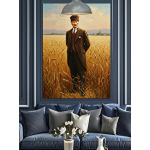 Buğday Tarlası Mustafa Kemal Atatürk Dekoratif Kanvas - Mdf Ahşap Tablo 50x70 cm