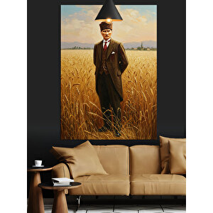 Buğday Tarlası Mustafa Kemal Atatürk Dekoratif Kanvas - Mdf Ahşap Tablo