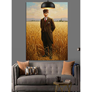 Buğday Tarlası Mustafa Kemal Atatürk Dekoratif Kanvas - Mdf Ahşap Tablo 35x50 cm