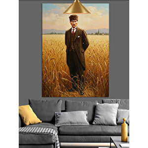 Buğday Tarlası Mustafa Kemal Atatürk Dekoratif Kanvas - Mdf Ahşap Tablo