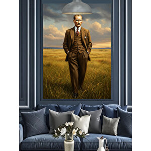 Buğday Tarlasında Mustafa Kemal Atatürk Dekoratif Kanvas - Mdf Ahşap Tablo