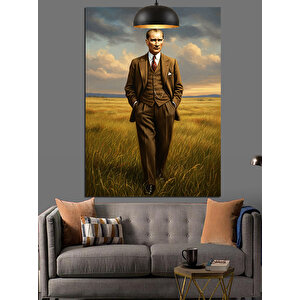 Buğday Tarlasında Mustafa Kemal Atatürk Dekoratif Kanvas - Mdf Ahşap Tablo