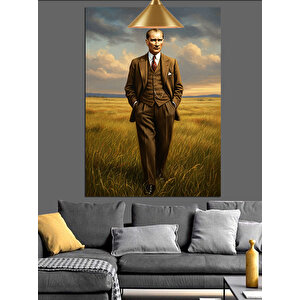 Buğday Tarlasında Mustafa Kemal Atatürk Dekoratif Kanvas - Mdf Ahşap Tablo 50x70 cm