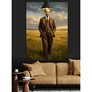 Buğday Tarlasında Mustafa Kemal Atatürk Dekoratif Kanvas - Mdf Ahşap Tablo 70x100 cm