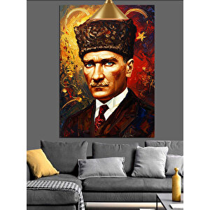 Fırça Darbeli Mustafa Kemal Atatürk Portresi Dekoratif Kanvas - Mdf Ahşap Tablo
