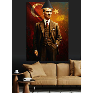 Takım Elbiseli Mustafa Kemal Atatürk Dekoratif Kanvas - Mdf Ahşap Tablo 70x100 cm
