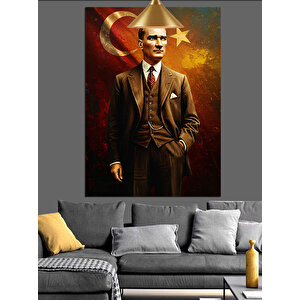 Takım Elbiseli Mustafa Kemal Atatürk Dekoratif Kanvas - Mdf Ahşap Tablo 70x100 cm