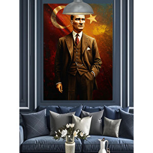Takım Elbiseli Mustafa Kemal Atatürk Dekoratif Kanvas - Mdf Ahşap Tablo