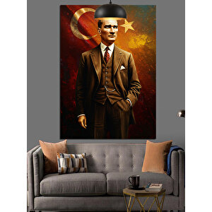 Takım Elbiseli Mustafa Kemal Atatürk Dekoratif Kanvas - Mdf Ahşap Tablo
