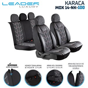 Kia Sorento Lüx Deri Detaylı Keten Oto Koltuk Kılıfı Ön Arka Takım Karaca Serisi Si̇yah Siyah
