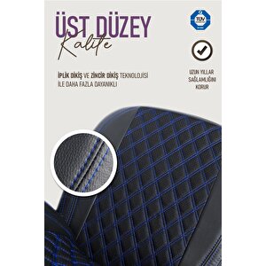 Chery Tiggo 8 Pro Max Intelligent Uyumlu Lüx Yarı Deri Oto Koltuk Kılıfı Ön Arka Takım Petra Si̇yah Mavi̇