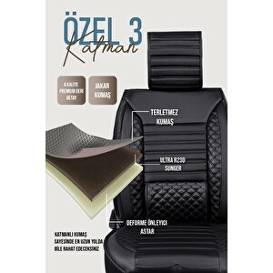 Renault 19 Europa Uyumlu Lüx Deri Oto Koltuk Kılıfı Ön Arka Takım Saturn Tam Si̇yah