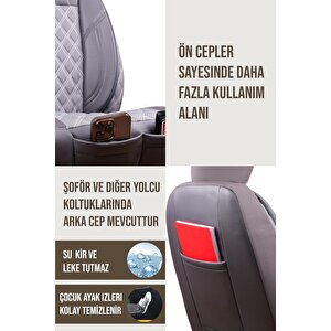 Volkswagen Golf Impression Uyumlu Lüx Yarı Deri Oto Koltuk Kılıfı Ön Arka Takım Petra Füme
