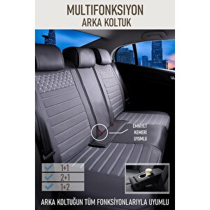 Volkswagen Eos Uyumlu Lüx Deri Oto Koltuk Kılıfı Ön Arka Takım Saturn Füme Füme