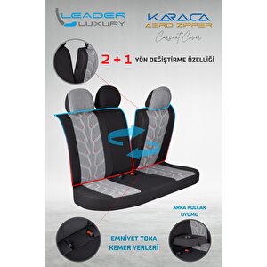 Seat Leon Sc Fr Lüx Deri Detaylı Keten Oto Koltuk Kılıfı Ön Arka Takım Karaca Serisi Füme