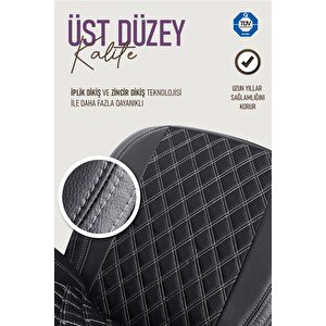 Nissan Micra Uyumlu Lüx Yarı Deri Oto Koltuk Kılıfı Ön Arka Takım Petra Si̇yah Beyaz