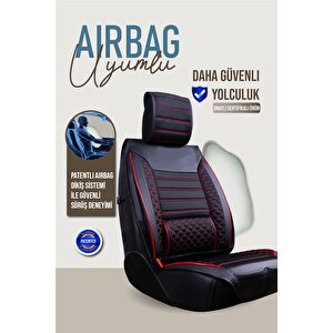 Toyota Yaris 99-2003 Uyumlu Lüx Deri Oto Koltuk Kılıfı Ön Arka Takım Saturn Si̇yah Kirmizi