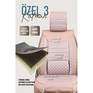 Geely Familia Uyumlu Lüx Deri Oto Koltuk Kılıfı Ön Arka Takım Saturn Bej