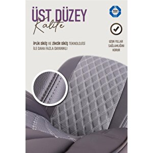 Bmw 5 Serisi 525 Uyumlu Lüx Yarı Deri Oto Koltuk Kılıfı Ön Arka Takım Petra Füme