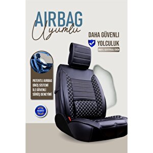 Fiat Linea Pop Uyumlu Lüx Deri Oto Koltuk Kılıfı Ön Arka Takım Saturn Si̇yah Beyaz