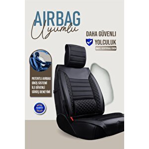 Mazda 6 Uyumlu Lüx Deri Oto Koltuk Kılıfı Ön Arka Takım Saturn Tam Si̇yah