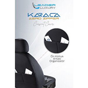 Daihatsu Materia Lüx Deri Detaylı Keten Oto Koltuk Kılıfı Ön Arka Takım Karaca Serisi Füme