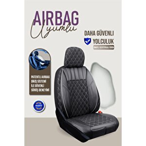 Opel Rekord Uyumlu Lüx Yarı Deri Oto Koltuk Kılıfı Ön Arka Takım Petra Si̇yah Beyaz